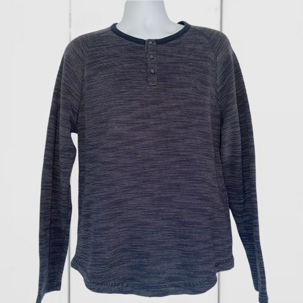 Penguin by Munsingwear Long Sleeve Henley Shirt Men’s L Navy Stripe Cotton